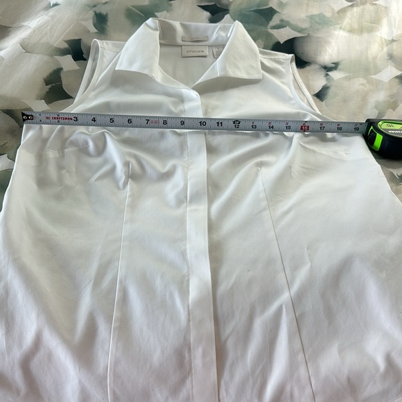 CHICO'S COTTON SLEEVELESS WHITE BUTTONDOWN SHIRT SIZE 1 = M/8 - Picture 8 of 8
